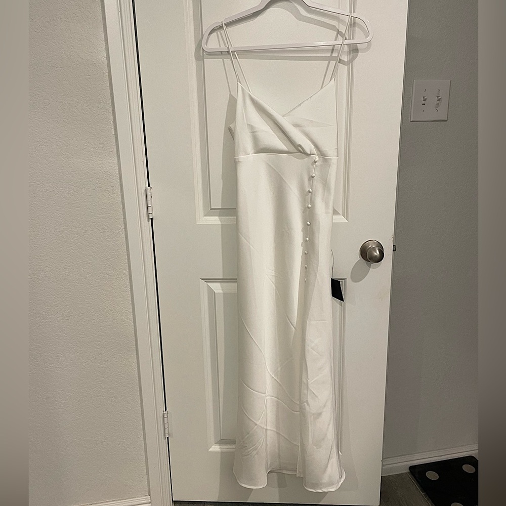 White Satin Slip Maxi Dress